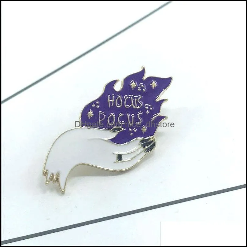 Pinos broches jóias hocus Pocus pin servera de bruxa broches mágicos magia roxa distintivo gótico gótico halloween drow drow dourn