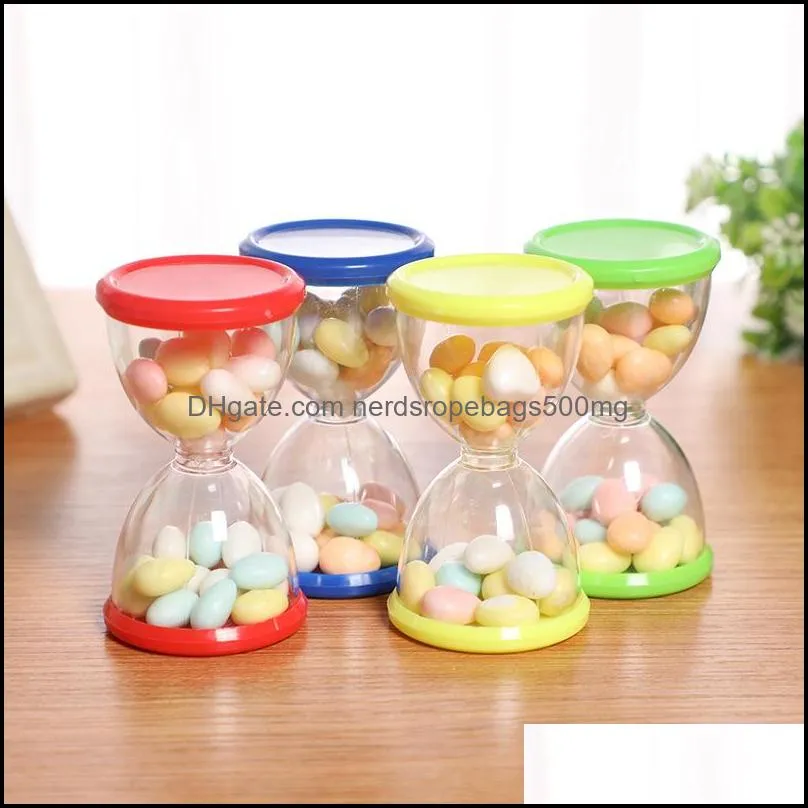 NEWCreative Plastic Wedding Candy Packaging Bottles Hourglass Shape Multi color Storage Transparent Box RRD12349