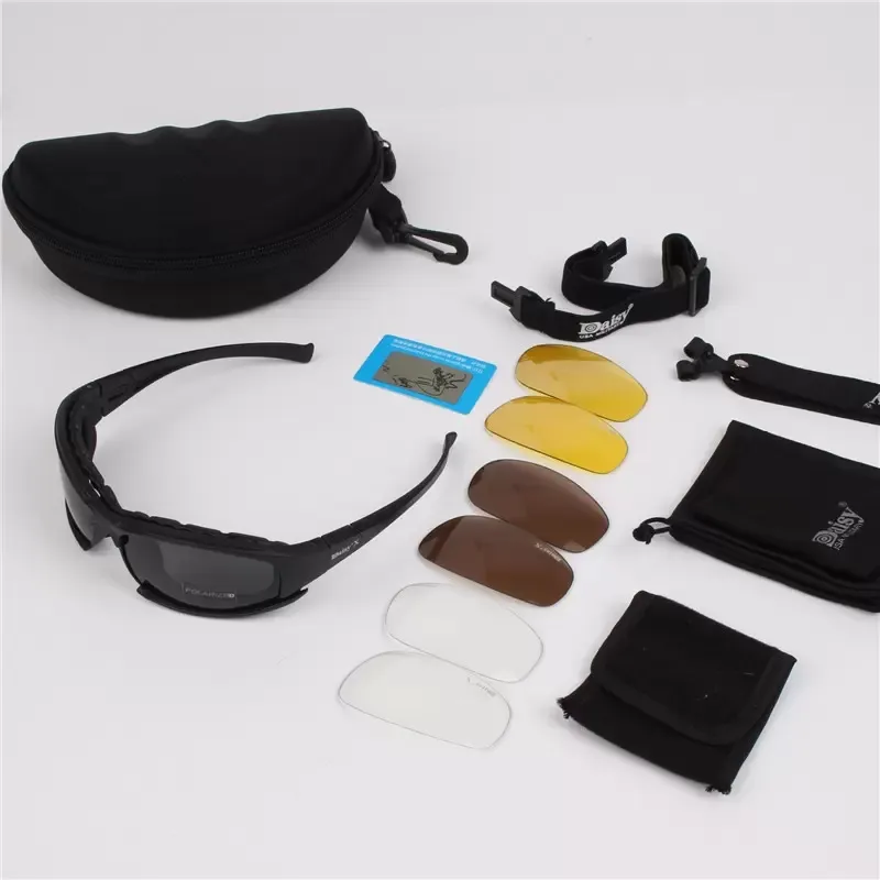Daisy X7 Riding Outdoor Windproof Glasses Military Tactical Goggles Bullet proof Army Polarized Sunglasses Glasses Set 4 lenses Hunting Shooting
