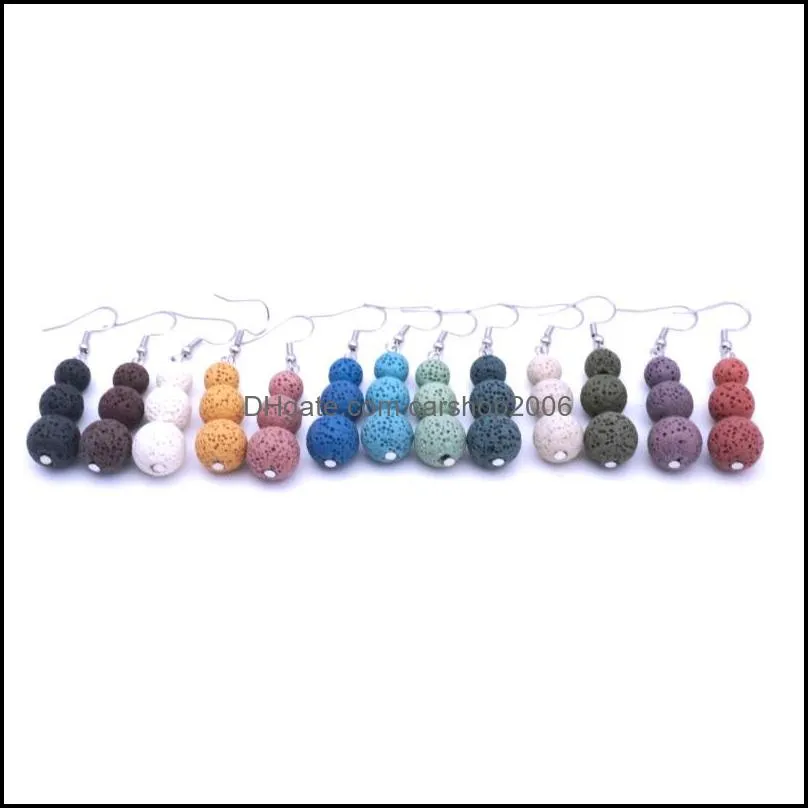 8mm 10mm 12mm lava stone charms earrings diy essential oil diffuser jewelry women volcanic beads earring