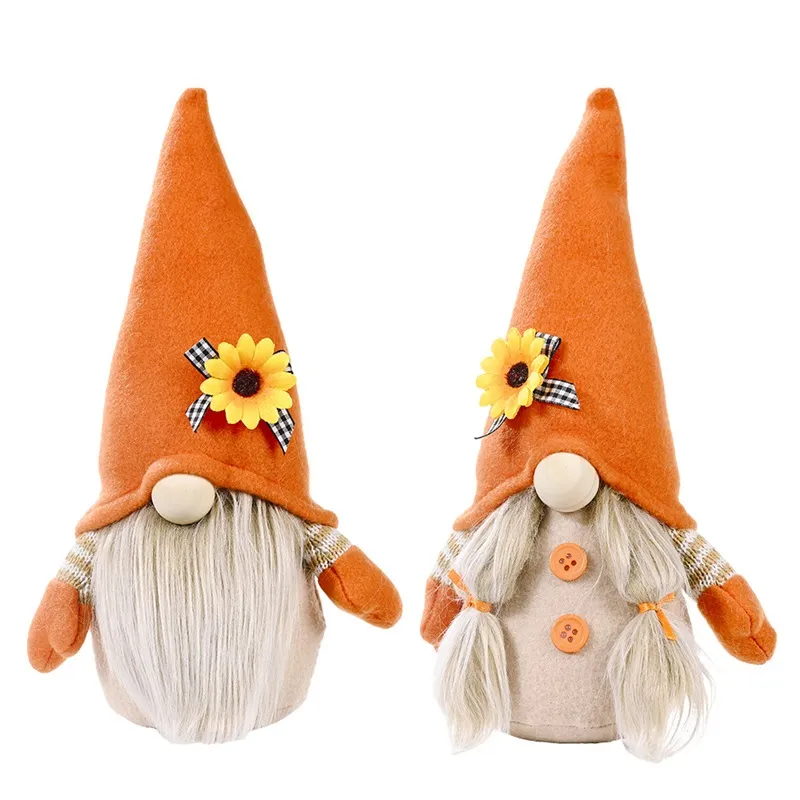 가을 해바라기 장식 파티 플러시 박제 장난감 수확 축제 추수 감사절 Gnomes Faceless Elf Doll Boy Girls Festival 흥미로운 선물 10HB Q2