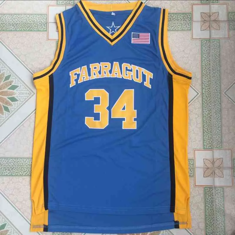 Xflsp 2022 College 100% Stitched Farragut Academy #34 Kevin Garnett College Basketball Black Embroidered Jersey S-3XL