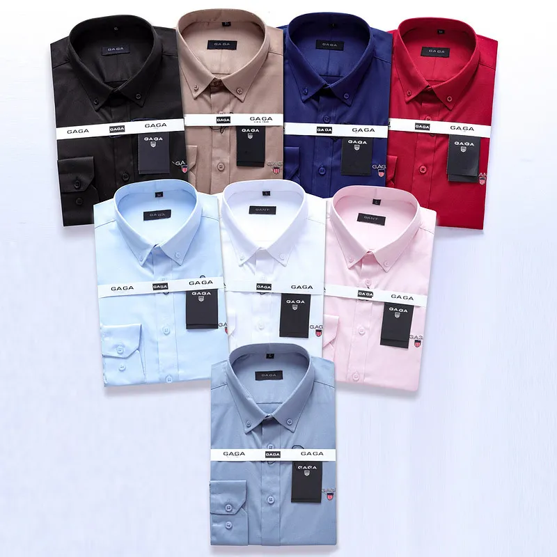 Erkekler katı iş gömlek lüks ga erkek tasarımcı kıyafetleri uzun kollu premium% 100 pamuk Shirting Erkekler Baskı Mektubu Moda Yüksek Sokak Gömlek Birçok Renk Sizem-3xl