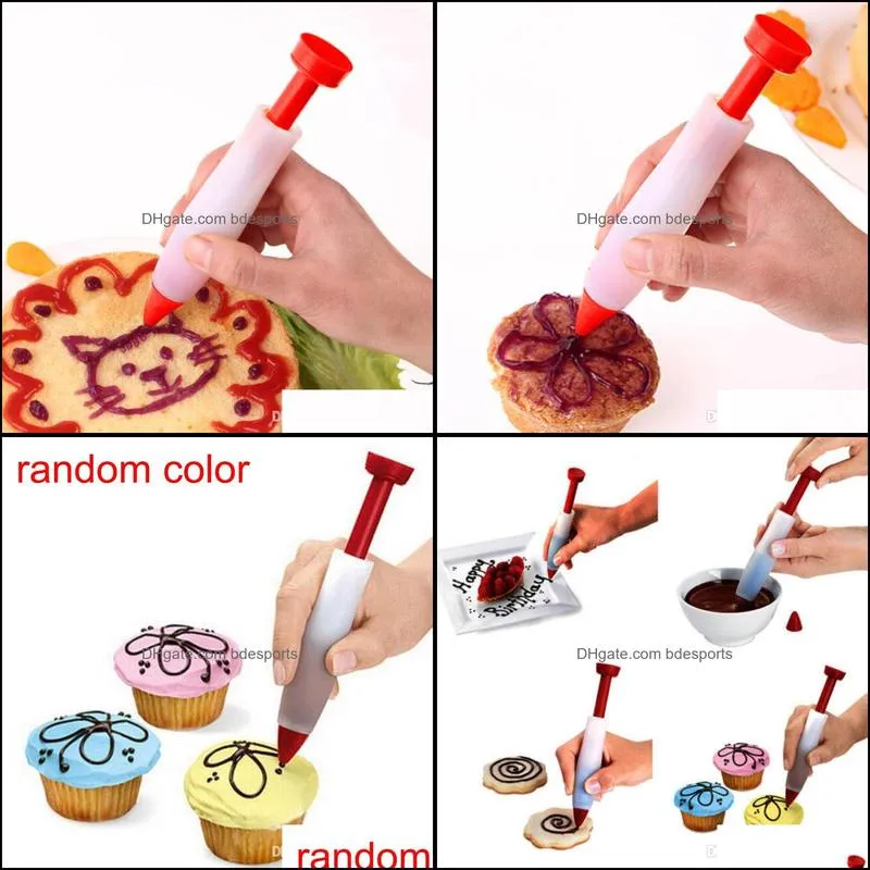 Silicone Cake Cookie Pastry Icing Decorating Syringe Cream Chocolate Plate Pen For Cake Chocolate Decoration