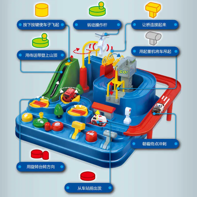 Manuell bil Äventyr Spårleksaker för barn Utbildningsräddning Fordon Parkeringsplats Simuleringgåva