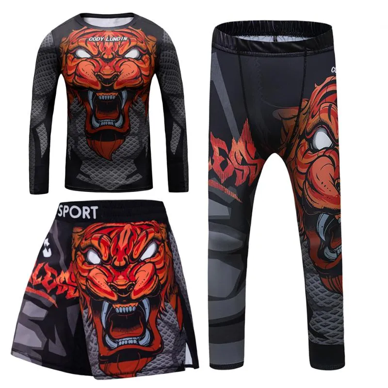 مسارات الرجال Rashguard for Kids Jiu Jitsu T-Shirt Pant Sportsuit Boy Mma Shorts Clothing BJJ Kickboxing Children Rash Setsmen's TR