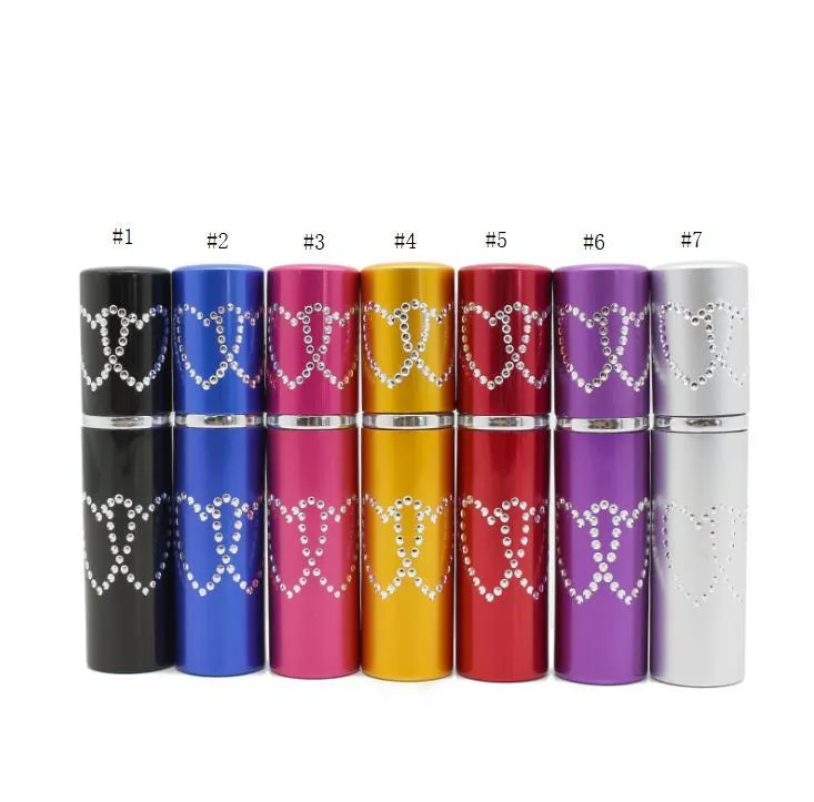 5ml Refillable Aluminum Perfume Atomizer Bottles Portable Liquid Container Cosmetics Mini Double Heart Spray Empty Bottle Travel SN6111