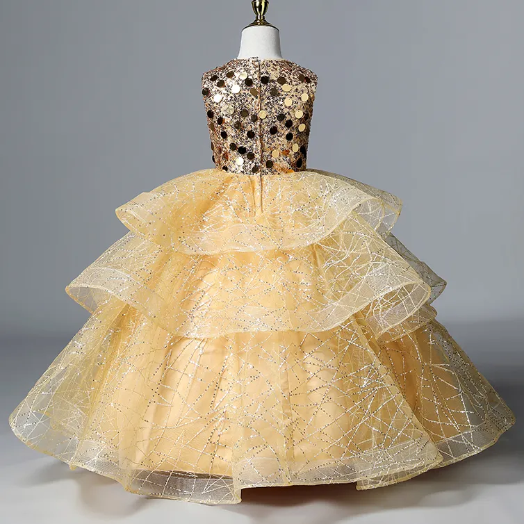Gold Sequin Sleeveless Girls Ball Gown Dress with Lace for Easter  Christening from Dhgate Flower Girls' Dresses - price 133.78