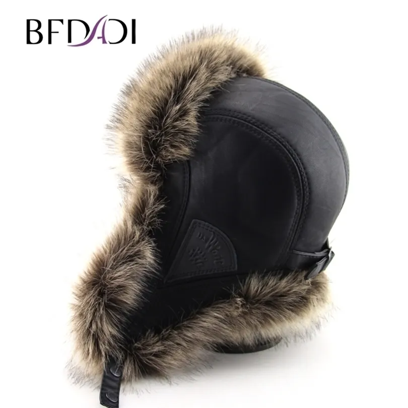 BDI faux fur Ear Flaps Cap trapper snow ski snowboard warm winter bomber hats cap men T200104