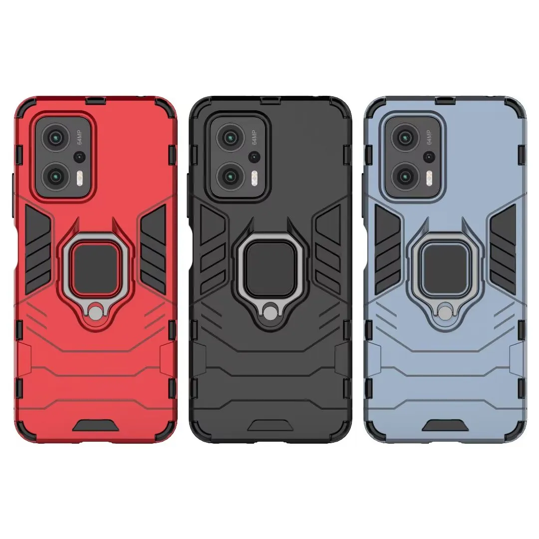 Hybrid Cases For Samsung A23 4G M33 Xiaomi 12 Pro Lite Poco X4 M4 Redmi Note 11 E 10C 11T Car Holder Magnet Suction Shockproof Hard PC TPU Finger Ring Defender Back Covers