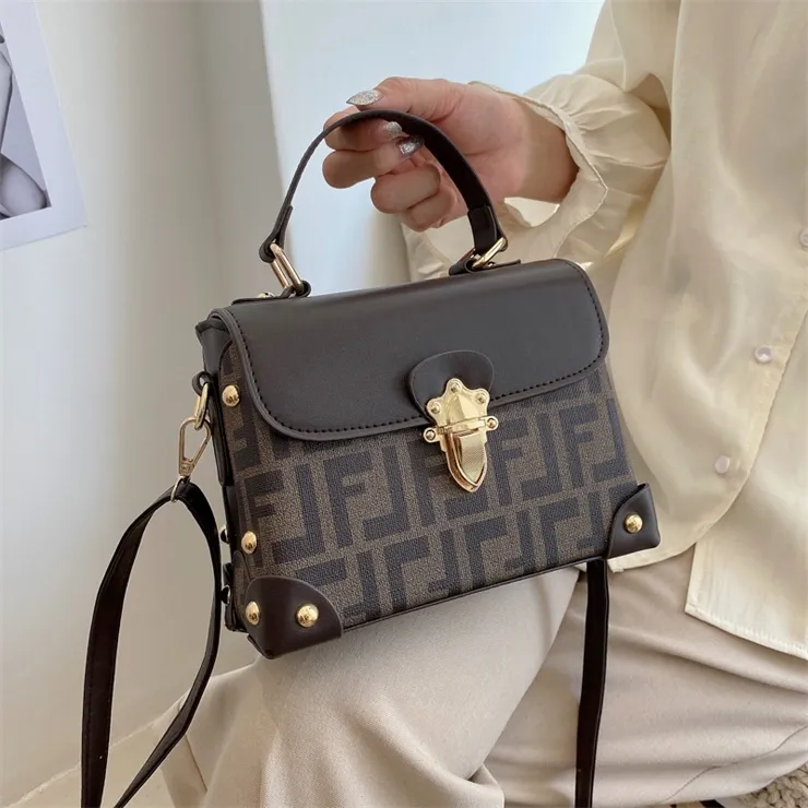 62% OFF trendy bags 2022 New Designer Handbags high quality Letter hand women's new cover lock small box personality Crossbody Box Fashion