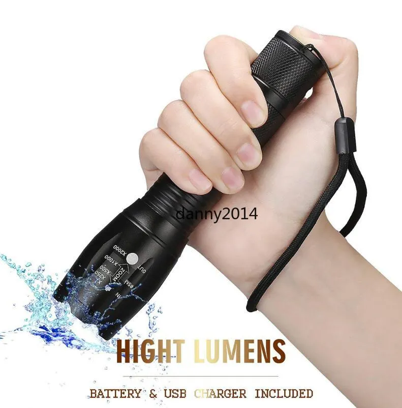 Lampes de poche tactiques de chasse XML T6 3800Lumens lampe de poche LED haute puissance Torches Mini lampes de poche étanches zoomables lampe torche pour batterie 3xAAA ou 1x18650