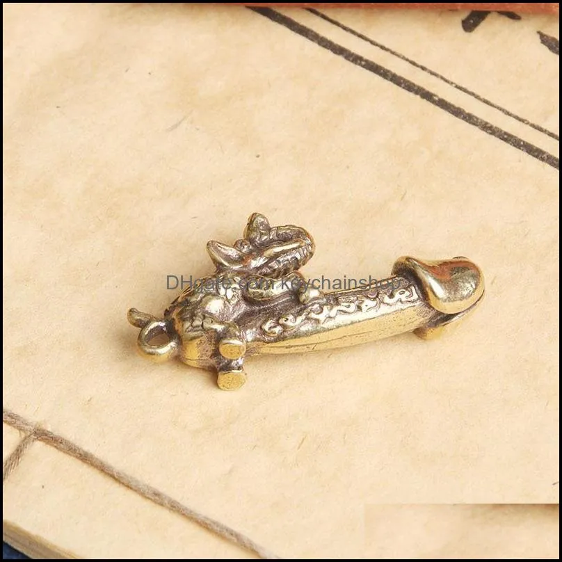 keychains creative brass elephant male penis figurines miniatures home decoration man genitals car keychain pendantkeychains