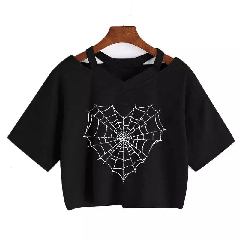 Y2K Spider Wzorka najlepsza dziewczyna dziewczyna top gotowy punkowy estetyczna koszulka 200