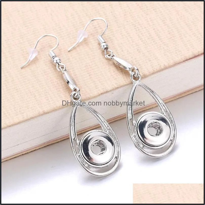Snap Jewelry Vintage Metal 12mm Snap Charms Earrings Fashion Mini Button Drop Earring For Women DIY Accessories