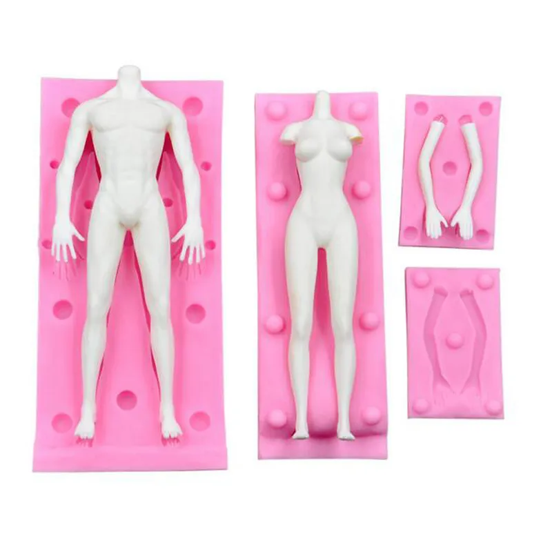 Forma humana forma de molde de silicone fondent bolo de assado Decoração de bolsa de grau de comida para manikin diy marge argila gumpaste 220601