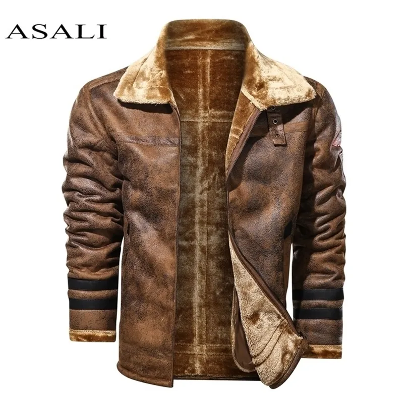 Men Motor Leather Jacket Coat Winter Vintage Faux Coat Pu Outerwear Starible Riker Male Business Winter Shicay Fleece Royproof 201128