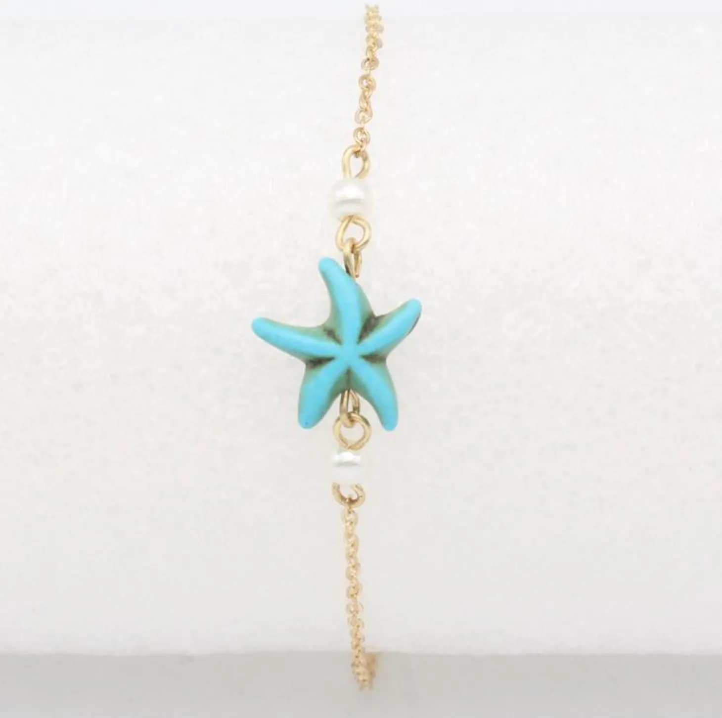 Simple Gold Indian Anklet Designs Pearl Anklet Bracelets For Women Ladies Fake Turquoise Starfish Anklets Jewelry Freeshipping