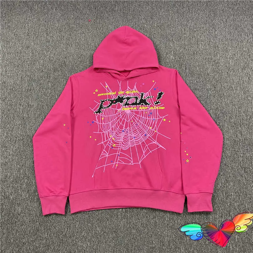 2022 Young Thug Pink Sp5der 555555 Hoodie Men Women High Quality Foam Print Spider Web Graphic 555555 Sweatshirts Pullovers2596