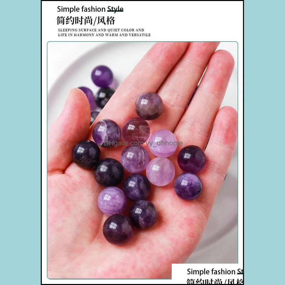 Natural Stone 15mm Amethyst ball Bead Palm Quartz Mineral Crystal Tumbled Gemstones Hand Piece Home Decoration Accessories Gift