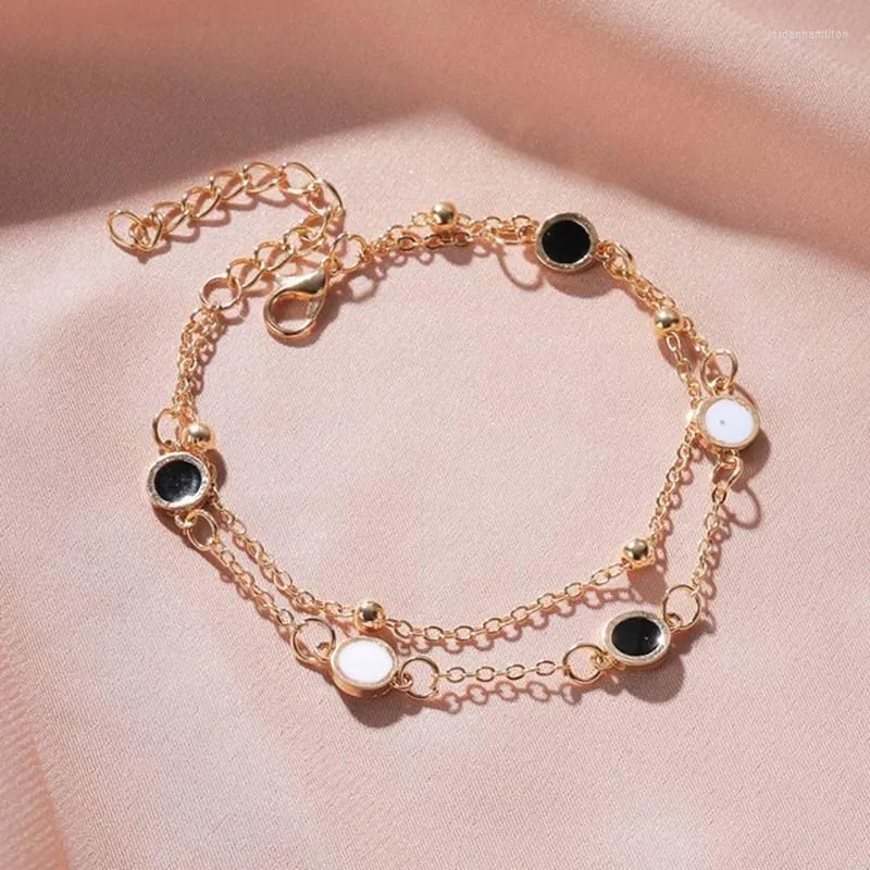 Magnifique Bracelet à breloques en résine noire, couleur Rose, coquille blanche, perles pour fête de mariage, chaîne à maillons pour femmes