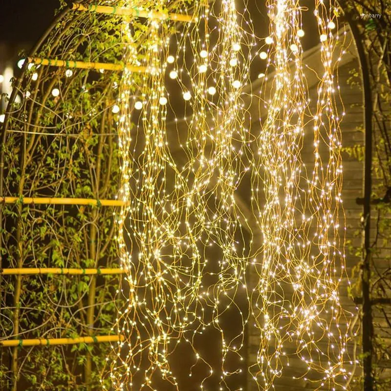 Strings LED Copper Wire Vines Solar Christmas Fairy Lights String Outdoor Waterproof Festoon Year's Garland Home Garden DecorationLED