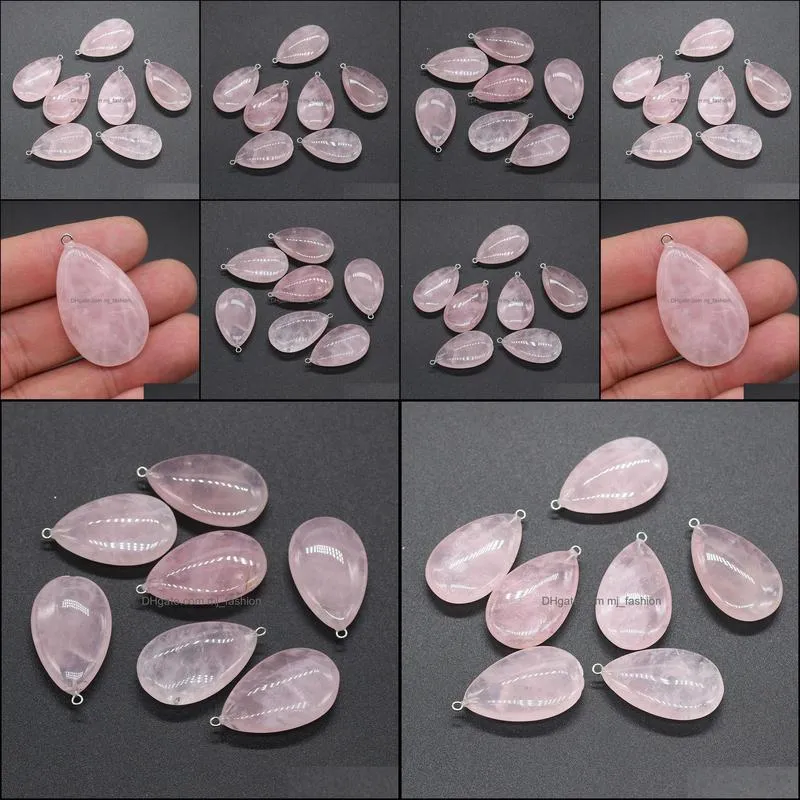 22x38mm waterdrop natural stone charms reiki healing rose quartz crystal stones pendant for necklace earrings jewelry mjfashion