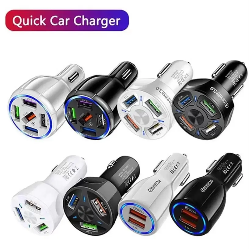 Qualité supérieure QC3.0 quatre ports chargeur de voiture USB Charge rapide chargeur de voiture double USB chargeur de téléphone portable de voiture