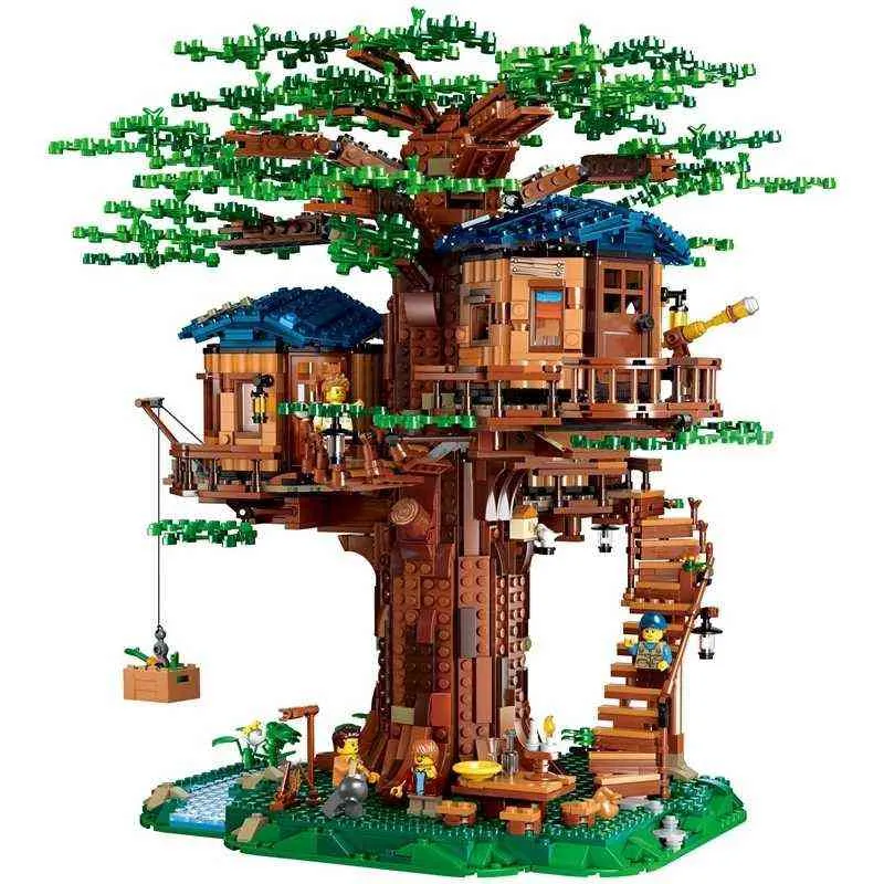 Diy 1013 pçs todas as estações treehouse cidade blocos de construção criador casa na árvore quarto casa tijolos conjunto crianças brinquedos presente t230103