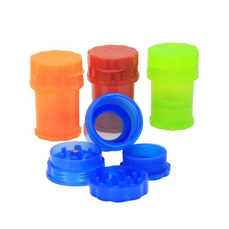 Plastic molen 4 lagen rookaccessoires met 38 mm x 63 mm dimensie 6 kleuren hand droog kruidencontainer tabaksopslag