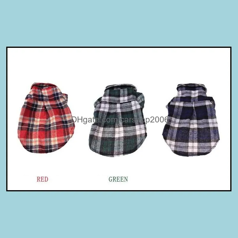 Pet Fashion Series Dog Summer clothes Casual Plaid Shirts 100% Cotton dog costumes 5 sizes 3 colors free shipping