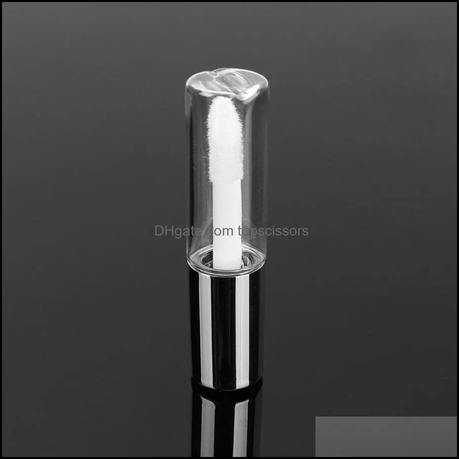 1.2ml Lip Gloss Tube Lips Empty Clear Bottle Brush Container Beauty Tool Mini Refillable Bottles Lipgloss Silvery HHA140