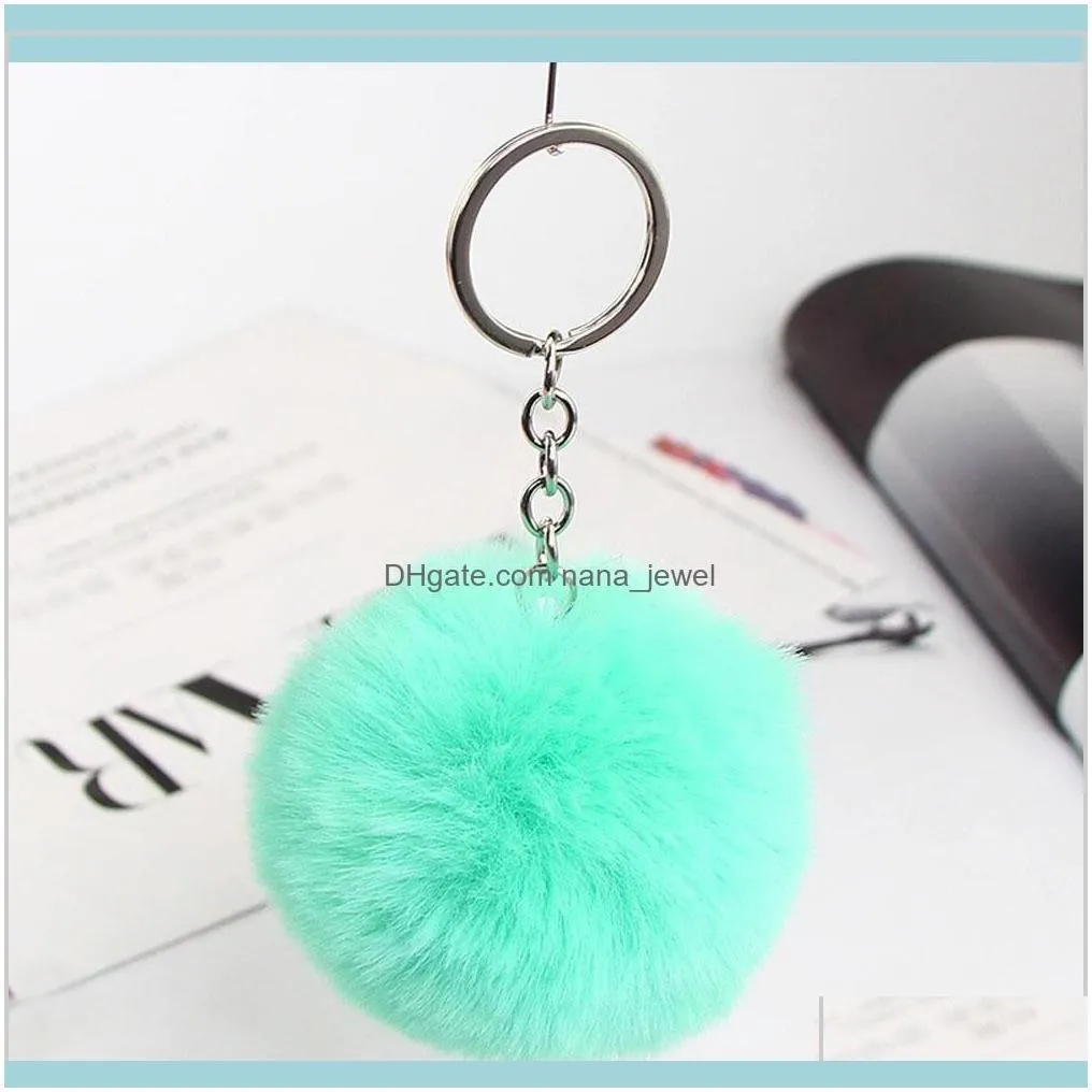 Fluffy Fur Pom Pom Keychain Soft Faux Rex Rabbit Fur Ball Car Keyring Pompom Key Chains Key Holder Women Bag Pendant Jewelry Ujwis