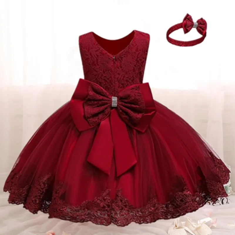 Платья для девочек 1 -й день рождения платье для девочек с длинным рукавом рожденная Рождественская Красная одежда 1 2 года
