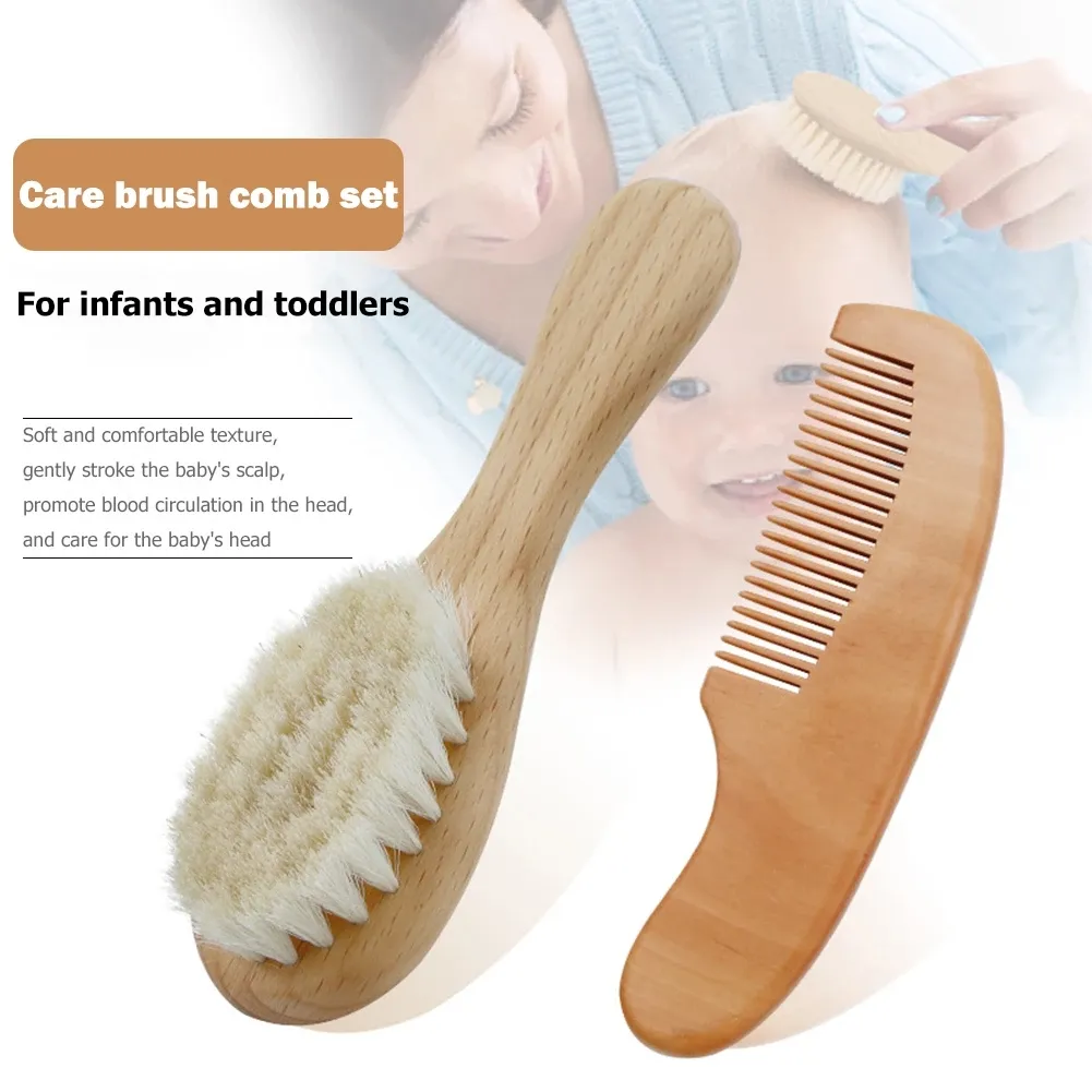 Brosse à cheveux en bois pur naturel pour bébé, peigne pour nouveau-né,  masseur de tête