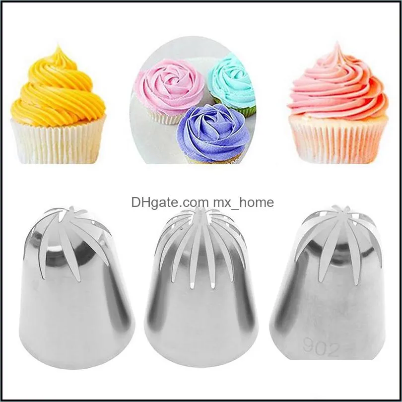 3pcs super large cream cookie decorated mouth stainless steel cake decoration diy baking tools nozzle pastry &