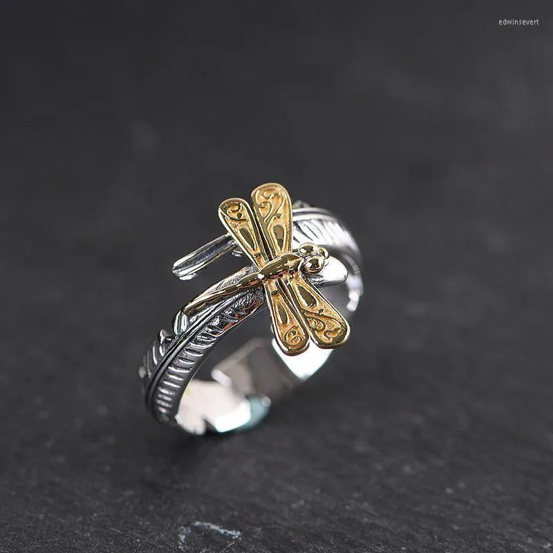 Cluster Rings Dragonfly Ring 925 Silver Anillos Fashion S925 Sterling for Men Регулируемый размер Baguecluster Edwi22