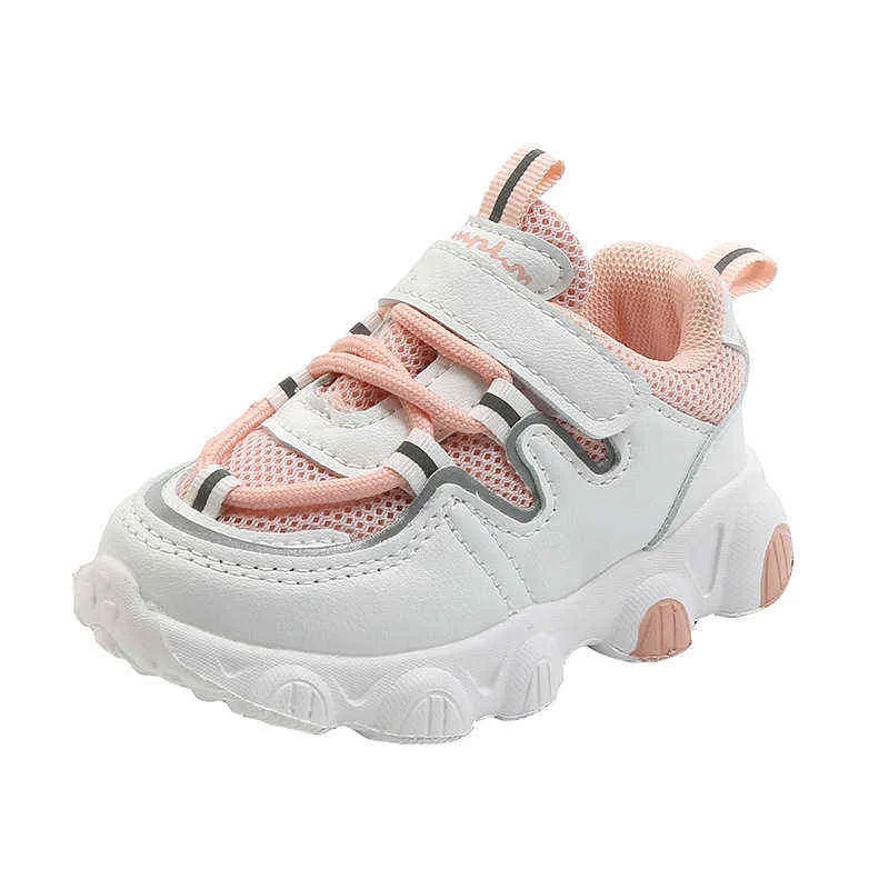 2021 New Kids Fashion Shunky Sneakers for Toddler Boys Beadable Mesh Kids Shoes Girls Wightweight Babies Tennis Shoes D09243 G220527