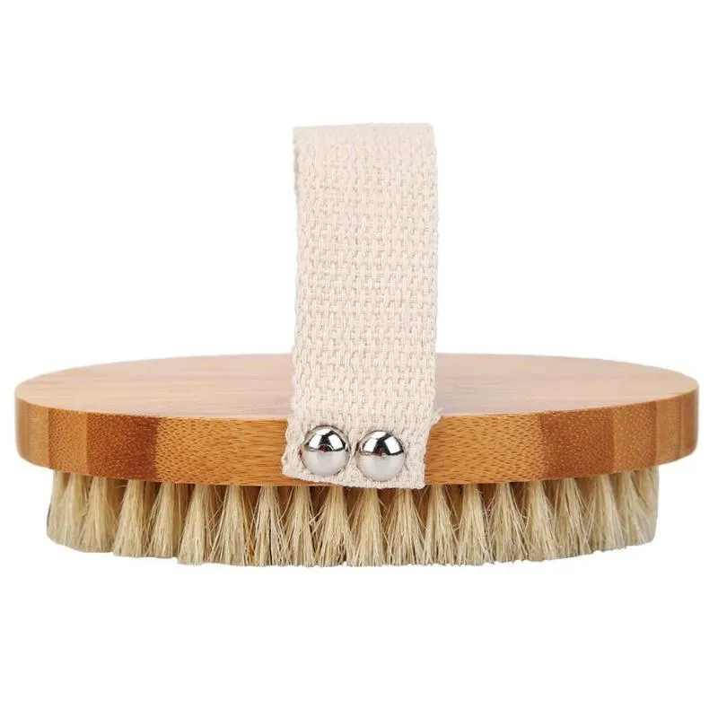 Body Brush Natural Boar Bristle Organic Dry Skin Body Brush Bamboo Wet Back Shower Brushes Exfoliating Bathing Brush