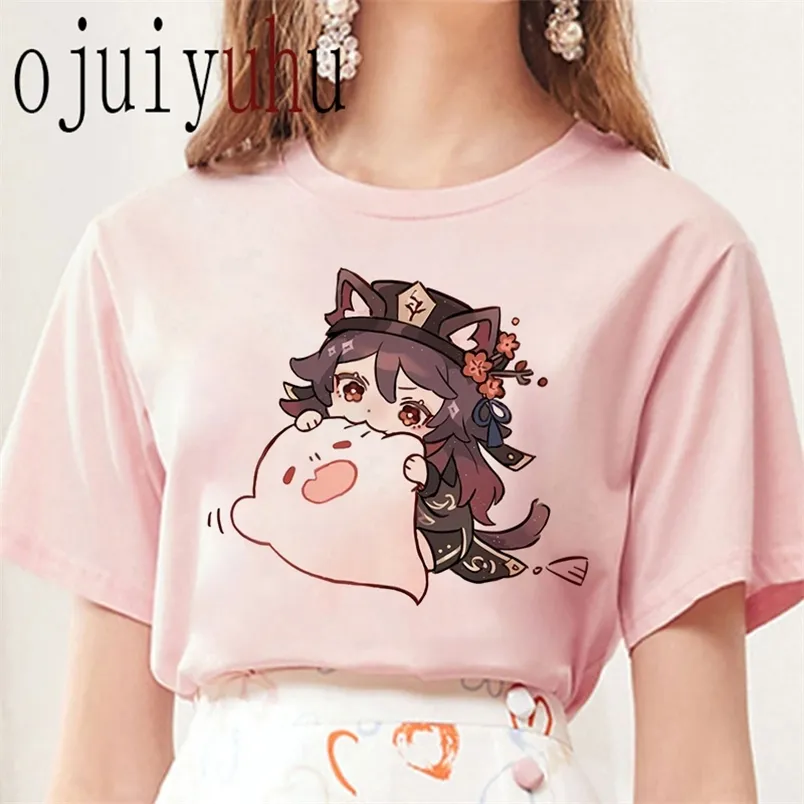 Genshin Impact Hu Tao T shirt Unisex Cute Manga Funny Tshirt Streetwear Women men Kawaii Anime Graphic T Shirt Top Tees Female 220628