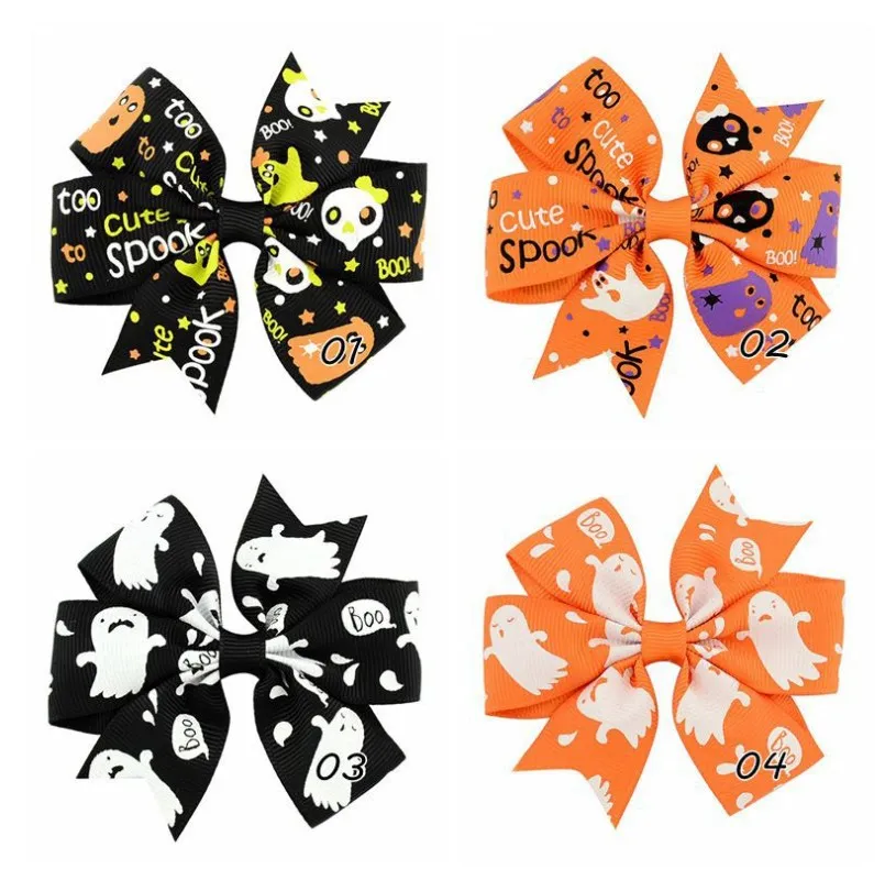 Hair Cows Clips Halloween Bow Grosgrain Ribbon Accessoires pour filles Baby Toddlers Kids5803702