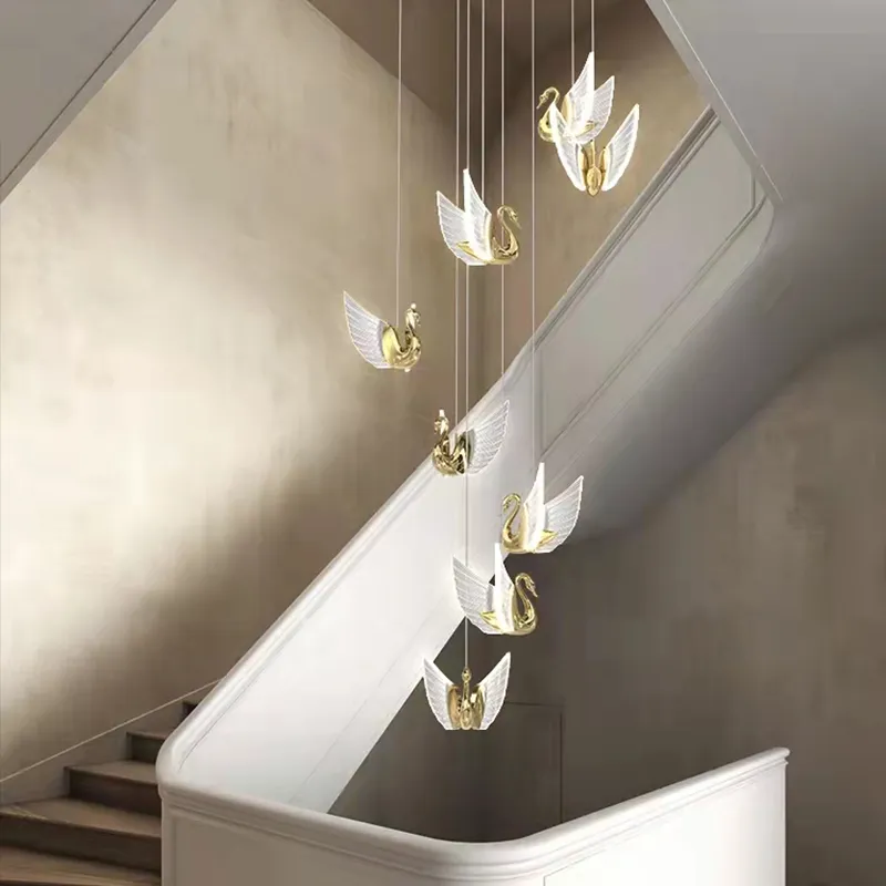 New Nordic restaurant pendant lights Luxury bedside hanging lamps creative design swan lamp staircase lighting Bar lamp