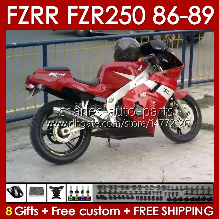 Yamaha FZR250R FZR250RR FZR-250R 86-89 gövdeli 142no.105 FZRR FZR 250R 250RR FZR-250 1986 1987 1988 1989 FZR250 FZR 250 R RR 86 87 88 89 UNAYING KIRMIZI