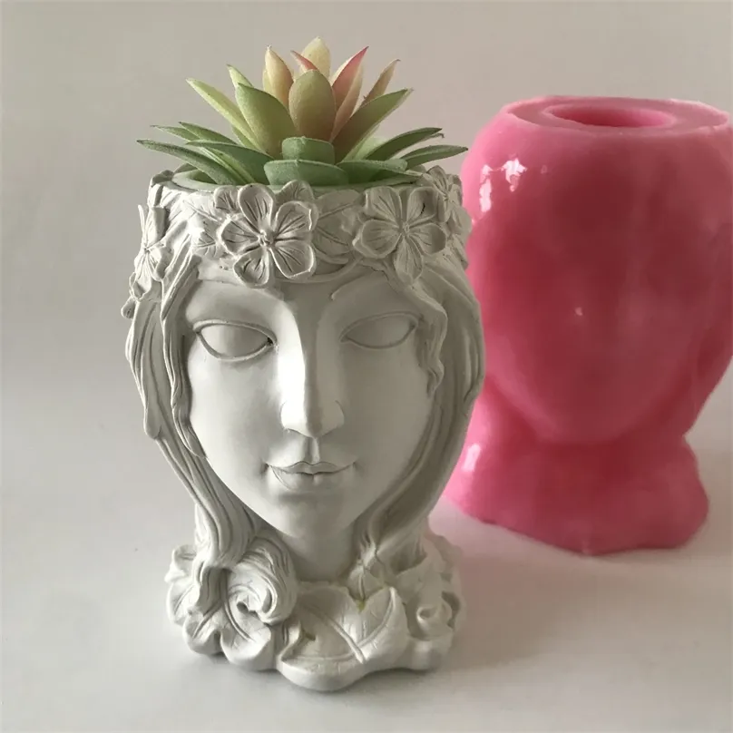 Girl de resina hecha a mano Vase de silicona molde de silicona de bricolaje Candelador de hormigueo de hormigón