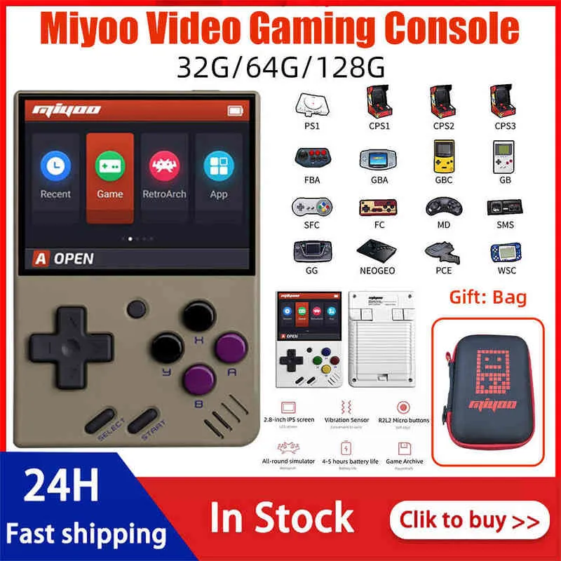 Miyoo Mini 2.8 Inch IPS Screen Retro Video Gaming Console Open Source Portable Handheld Game Players for FC GBA Kid Gift H220426