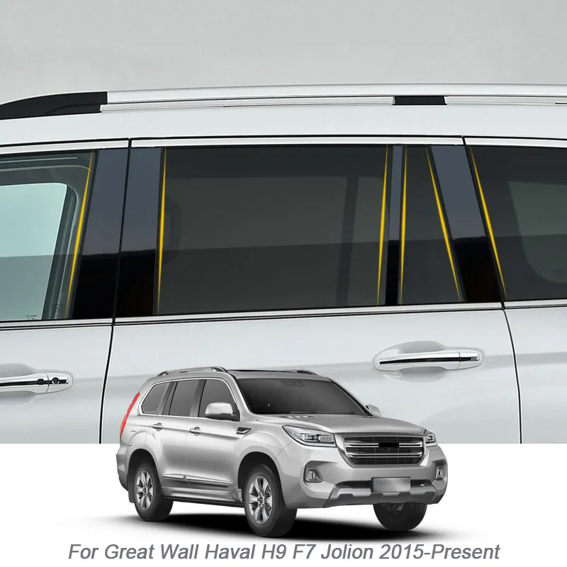 6PCS Car Window Center Pillar Sticker PVC ProtectiveAnti-Scratch Film For Great Wall Haval H9 F7 Jolion 2015-Present Accessories