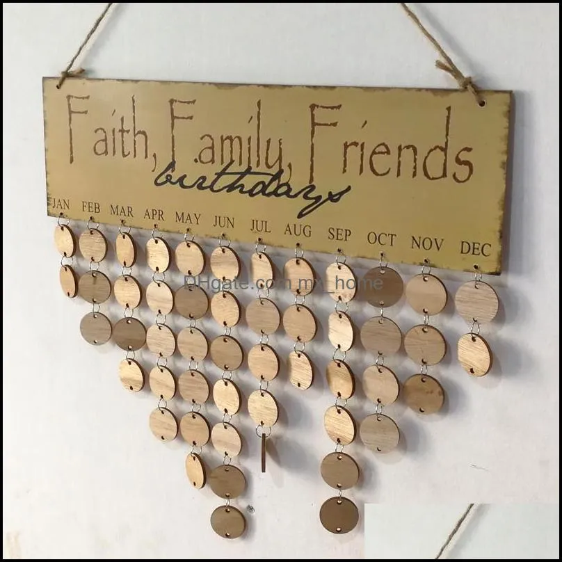 DIY Wooden Faith Family and Friends Happy Birthday Calendar Reminder Board Birch Plaque Sign Gift Multi Styles Home Decoration