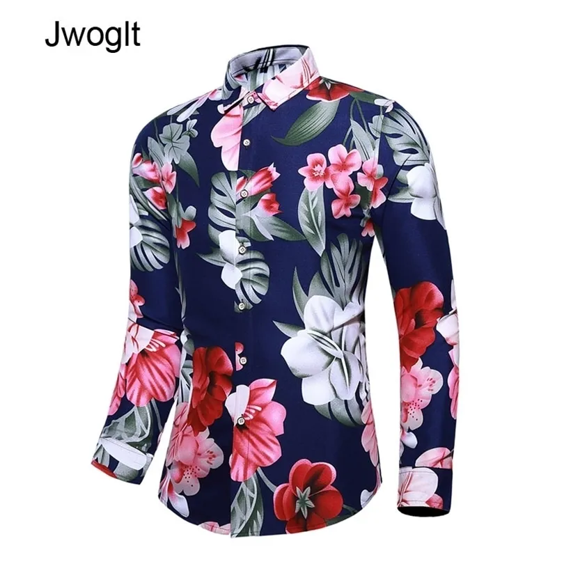 45KG120KG fleurs imprimer chemises hawaïennes hommes automne boutonné à manches longues chemises grande taille 5XL 6XL 7XL mâle Blouse 210412