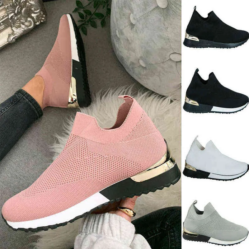 Sneakers kvinnor vulkaniserade skor damer fasta färg slip-on sneakers för kvinnliga casual sportskor 2022 mode mujer skor g220629