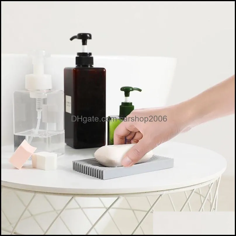 silicone draining soap holder solid color square soaps dishes simple retro household supplies hygiene paa10163